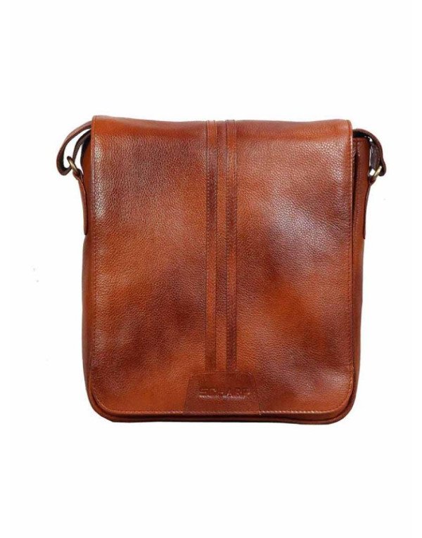 Branded Tan Crossbody Messenger Bag